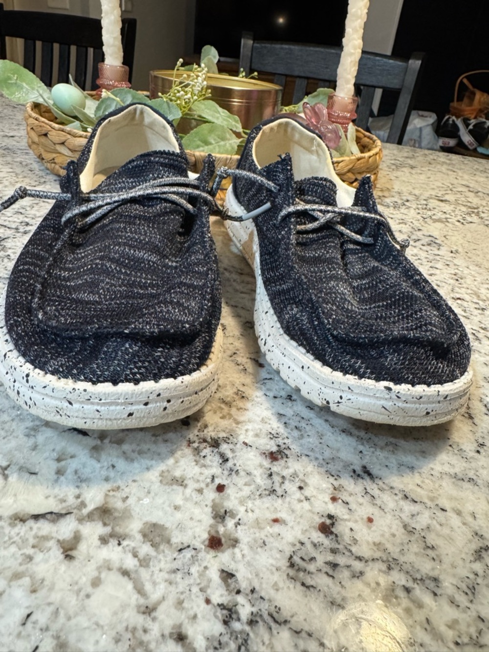 Hey Dude Wendy Navy Knit Lace-Up Casual Loafers - Picture 2 of 7